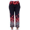 thumbnail image 2 of White Mark Women's Plus Size Printed Palazzo Pants, Redpeacock, 1XL, 2 of 5