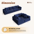 thumbnail image 2 of BIGSYY 137" Modular Sleeper Sofa for Adults - Memory Foam, Extra-Deep Seats, Corduroy Fabric, Blue (2 Packages), 2 of 9