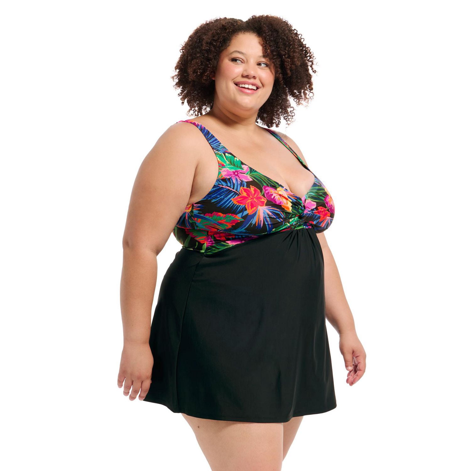Krista Plus Maillot-robe Une-pièce pour Femme avec Bonnets D et Torsade, Bretelles Ajustables à Deux Sens