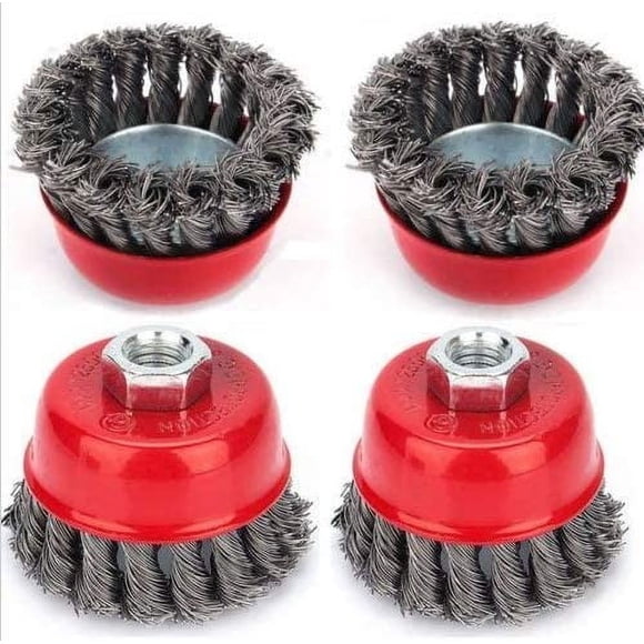 Heavy Duty Cleaning Twisted Knotted Wire Brush For Angle Grinder, Safety And Stability With 5/8-Inch-11 Threaded Arbor, High-Quality Carbon Steel Wire (4PCS)