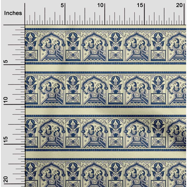 oneOone Tissu Polyester Lycra Tissu Ethnique à Blocs Imprimés 1 Yard 56 Pouces de Large