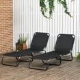 thumbnail image 2 of Outsunny Chaise Longue d'Extérieur Pliante avec Dossier Réglable - Ensemble de 2, Noir, 2 of 10