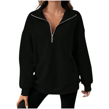 Timegard Womens Sweatshirts 1/4 Zipper Long Sleeve Oversized Pullover Casual Fall Comfy Loose Tops