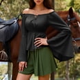 thumbnail image 1 of Soki Womens Renaissance Victorian Peasant Ruffle Smocked Waist Boho Pirate Shirt Blouse Cosplay Costume, 1 of 9