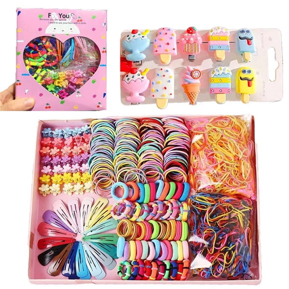 790 PCS Girls Hair Accessories Set, Cute Hair Clips and Baby Hair Ties for Kids