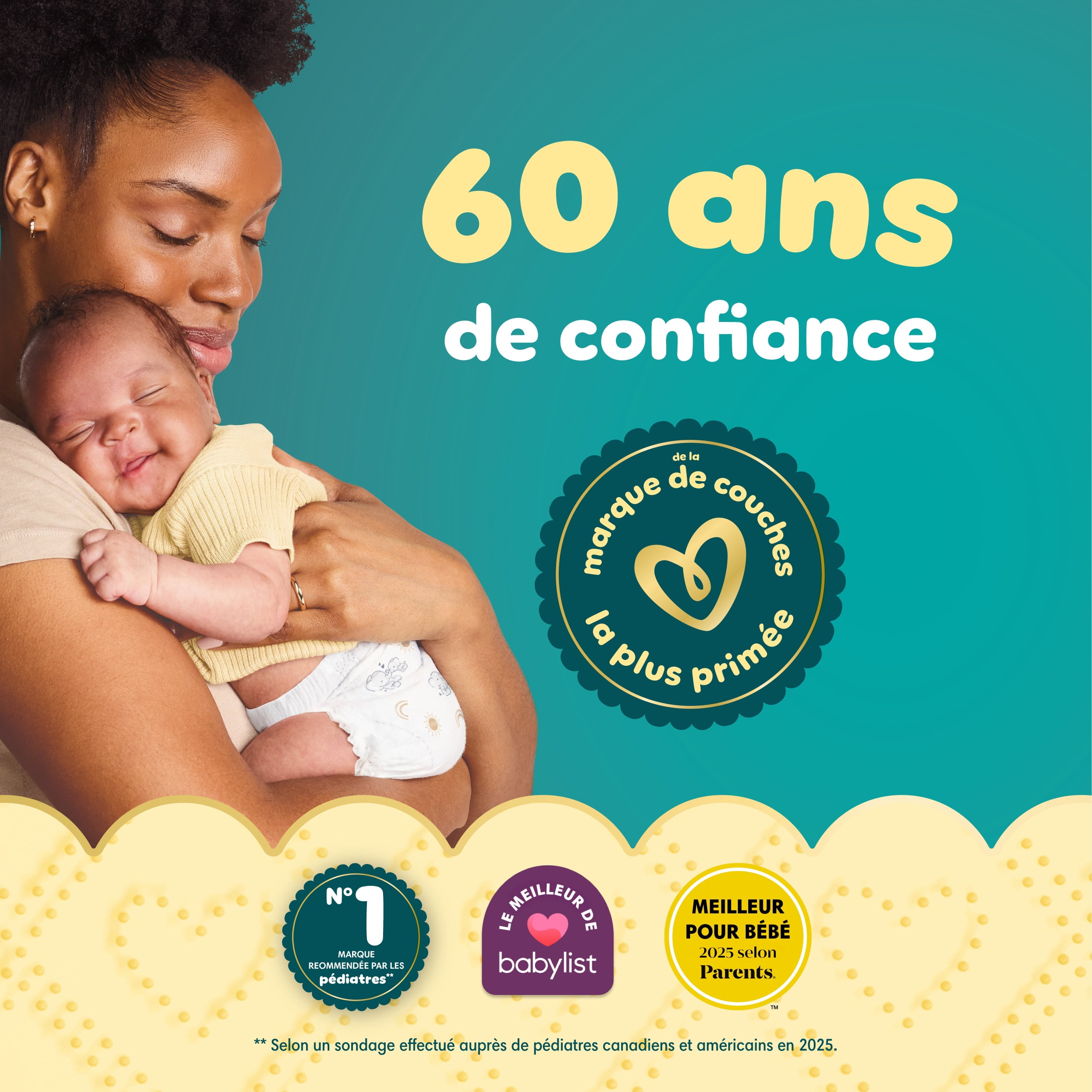Pampers Swaddlers Couches, Taille 3 (13-26 lbs), Absorbantes, Garde Bébé au Sec et Confortable, Couche Jetable pour Bébé Sans Danger pour la Peau