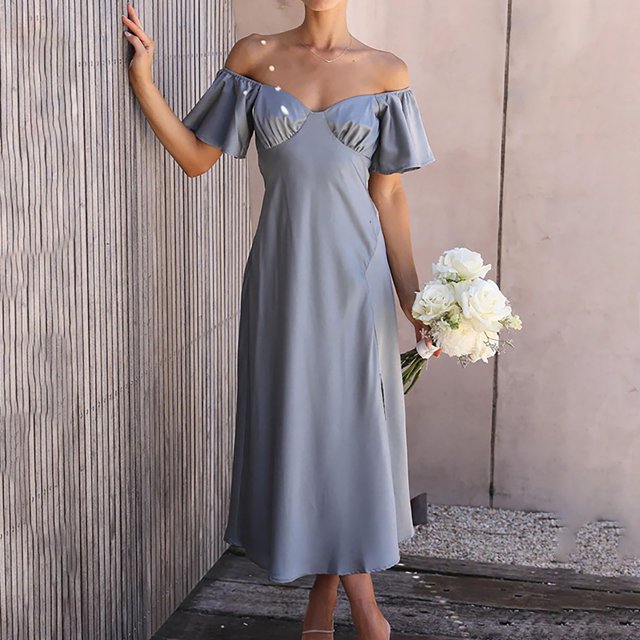 SMihono Summer Plus Size Dress for Women 2023 Mode Casual Printemps Été Manches Courtes Cheville Ronde Robe
