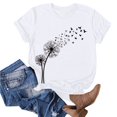 thumbnail image 1 of Babysbule Liquidation de Hauts pour Femmes T-shirt à Col Rond de Mode pour Femmes à Manches Courtes Imprimé Pissenlit T-shirt Décontracté Ample Hauts, 1 of 4
