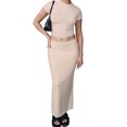 thumbnail image 1 of Fortune Women 2 Piece Short Sleeve Solid Color Slim Crop Tops and Bodycon Long Skirt Set, 1 of 3