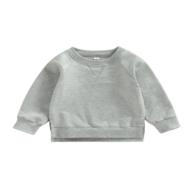 MesaSe Bébé Garçon Fille Solide Coton Pull Col Rond Manches Longues T-Shirt Tops Printemps Vêtements d'Automne Brun 2-3 Ans