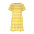 thumbnail image 4 of FcBaudy Robe à Manches Courtes à Col Rond Longueur Genou, Robes d'Été pour Femmes Robe T-Shirt d'Été Décontractée pour Femmes Tunique Ample à Manches Courtes avec Poches pour Femme Jupe Imitation Coton, 4 of 5