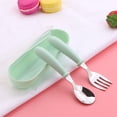 thumbnail image 2 of 2pcs Stainless Steel Baby Tableware Set Portable Baby Spoon And Fork Set With Storage Box Cute Baby Cutlery Set Self Feeding Learning Dishwasher Baby Equipment For Chil, 2 of 5