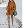 thumbnail image 4 of MesaSe Jupe Côtelée Tricotée pour Femmes Manches Lanterne Col Rond Robe Courte Pull Jupe avec Poches Automne Hiver Jupe Inférieure, 4 of 5