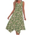 thumbnail image 2 of Ovzne Robes pour Femmes 2025 Robe de Plage pour Femme Imprimé Sans Manches avec Poche Ourlet Irrégulier Robe à Col Rond Robe d'Été Imprimée Liquidation, 2 of 5