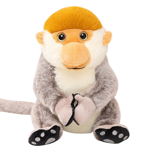 Jouet Singe Proboscis Réaliste Animal en Peluche Doux et Câlin Zoo de Collection pour Enfants et Adultes