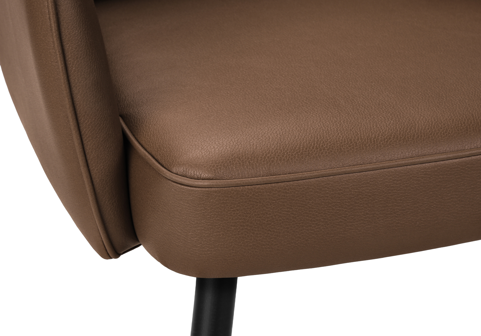 Monarch Specialties - Chaise, 36" De Haut, Ensemble De 2, Rembourré, Coté, Salle À Manger, Cuisine, Aspect Cuir Marron, Métal Noir, Contemporain, Moderne