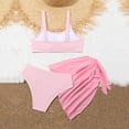 thumbnail image 4 of MIASHUI Maillot de Bain Fille 3 Pcs Bikini avec Paréo, Rouge, 7-8 Ans, 4 of 6