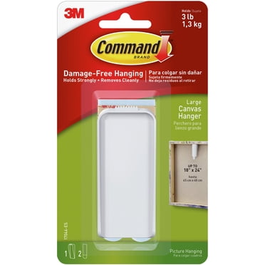 Command Canvas Picture Hanger, White, Large, 1 Hanger, 2 Adhesive Strips