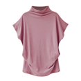 thumbnail image 2 of AMERTEER Blouse Décontractée en Coton à Manches Courtes et Col Roulé pour Femmes, Grande Taille, 2 of 5