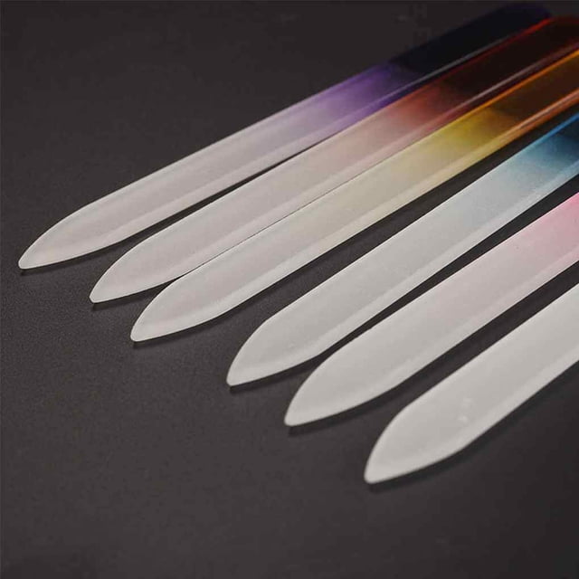 fastboy Ensemble de 6 Pcs Lime à Ongles Surface Givrée Légère Résistante à l'Usure Robuste Réutilisable Bricolage Artisanat Verre Art des Ongles Outils de Manucure 14cm