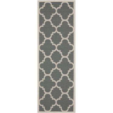 Safavieh Tapis d'Intérieur/extérieur Gris Courtyard - Coureur 2 Pieds4 Pouces x 14 Pieds