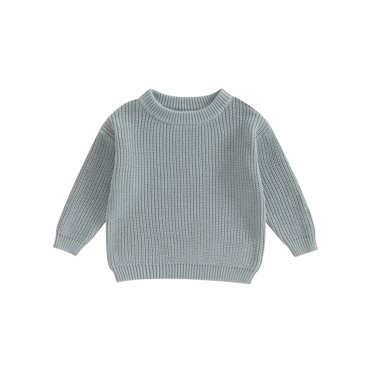 FAROOT Toddler Baby Autumn Sweater, Solid Color Knit Long Sleeve Round Neck Knitwear Pullover
