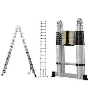 Échelle d'extension 16.5ft 16 Étapes Aluminium multi-usage pliable pliant pliables Pieds antidérapants de poids lourds