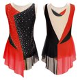 thumbnail image 1 of Alvivi Filles Enfants Justaucorps de Danse de Gymnastique Scintillant en Strass Robe de Patinage Artistique de Compétition Rouge 14, 1 of 6