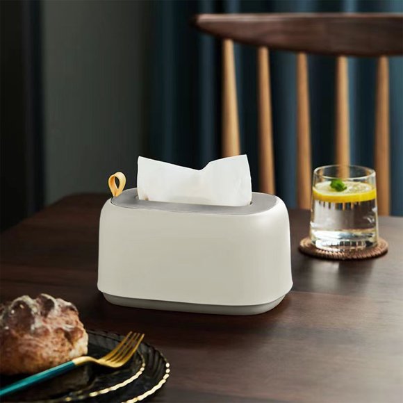 Plastic Tissue Box with Spring Mechanism, Extra-Large Opening for Living Room, Kitchen, Bathroom, 7.95x5.19x4.13 in