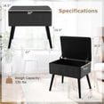 thumbnail image 3 of Costway 2 PCS Velvet Vanity Stools with Storage Solid Wood Legs Flip-Up Top for Entryway, 3 of 8