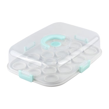 GoodCook Everyday 9" x 13” Cupcake and Cake Clear Locking Lid Carrier (molded to keep cupcakes securely) with integrated handles, holds 18 cupcakes or a 9x13 dessert (flip it over) BPA Free