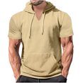 thumbnail image 1 of Birdeem Blouse à Capuche pour Hommes Chemise de Sport Unie avec Boutons Col Rond Manches Courtes, 1 of 12