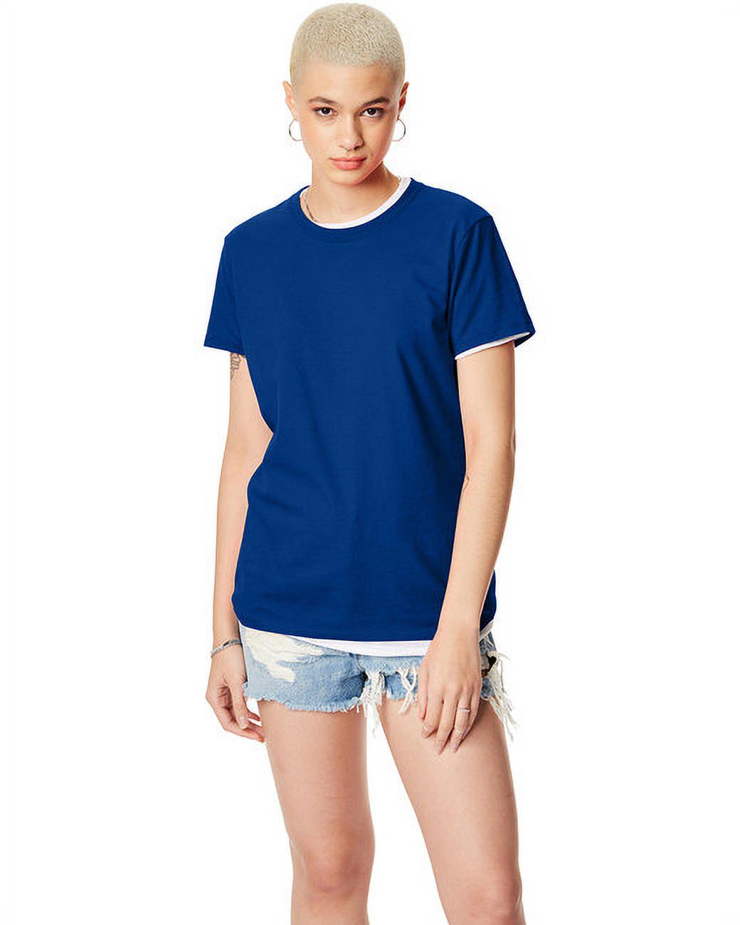 The Hanes Ladies 45 oz, 100% Ringspun Cotton nano-T T-Shirt DEEP ROYAL M