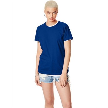 The Hanes T-Shirt nano-T pour Femmes 45 oz, 100 % Coton Filé à l'Anneau Bleu ROYAL Foncé m