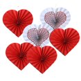 thumbnail image 1 of MesaSe 6 Pcs Heart-shaped Paper Fan Flowers Creative Romantic Handcraft Party Decor for Wedding Party Gathering (Red), 1 of 5