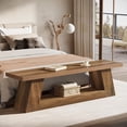 thumbnail image 3 of Tribesigns 63" Wooden Entryway Bench with Storage Shelf, Rustic Extra Long 2-Tier Narrow Hallway Seating Bench for Living Room, Bedroom, Kitchen，Brown, 3 of 5