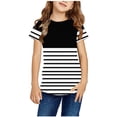 thumbnail image 1 of Zwiiyzr T-Shirt Rayé 2025 pour Enfants Col Rond Manches Courtes pour Garçons Filles Noir-7-8 Ans, 1 of 6