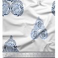 thumbnail image 1 of Soimoi Poly Georgette Fabric Leaves & Paisley Block Printed Fabric 1 Yard 42 Inch Wide, 1 of 3
