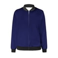 thumbnail image 5 of Womens Fashion Jacket Casual Stand Collar Zip Up Lightweight Coat Fall Color Block Jackets with Pockets Navy XXL, 5 of 5