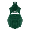 thumbnail image 4 of TiaoBug Robe de Danse Lyrique pour Filles Jupe Asymétrique à Sequins Col Licou Justaucorps de Patinage Artistique Robe Vert 16, 4 of 6