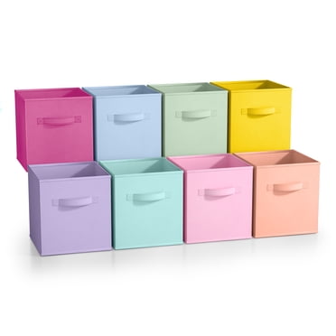 Sorbus Fabric Storage Bins 11" Foldable Cubes Multicolored With Handles For Pantry, Cubbies, Toy And Closet Organization- 8Pk