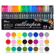 Dvkptbk Double Line Outline Markers, 24 Glitter Markers Pens for Highlighting Pens Painting Glitter Pens for Christmas Stocking Stuffers