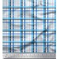 thumbnail image 1 of Soimoi Blue Modal Satin Fabric Gingham Check Decor Fabric Printed Yard 42 Inch Wide, 1 of 5