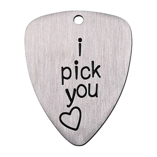 Shisuyan Titanium Steel Carved Guitar Pick I Pick You Letter Carved Ukulele Pick Musical Instrument Accessory