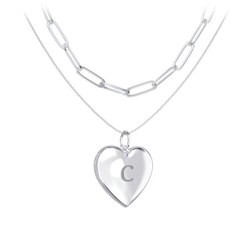 Collier Superposé avec Médaillon et Chaîne Trombone