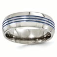 thumbnail image 1 of Edward Mirell Titanium Triple Groove Blue Anodized 8mm Band Size 9.5, 1 of 4