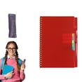 thumbnail image 2 of 5 Subject Notebook for Work Spiral Notebooks College Ruled with Dividers Tabs Small Note Book Notebooks for Women Writing Book Bulk Notepads Women Journal Stationary Supplies, Red 2 pens + cloth, 2 of 7