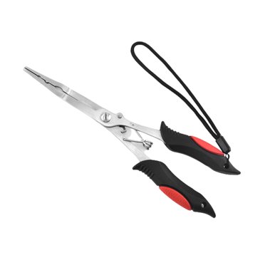 Pinces de Pêche Multifonction à Long Nez en Acier Inoxydable, Pinces à Hameçon avec Lanière, Pinces de Pêche Professionnelles pour Eau Douce et Eau Salée