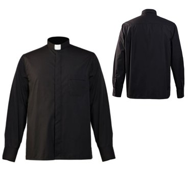 renvena Costume de Prêtre Adulte Clergé T-Shirt à Manches Longues pour Halloween Prédicateur Cosplay Manches Longues 3TG