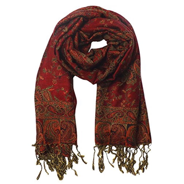 Peach Couture Châle Enveloppant Élégant Réversible à Motif Cachemire Pashmina